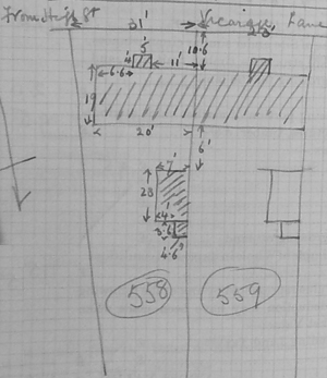 Plan showing houses and gardens